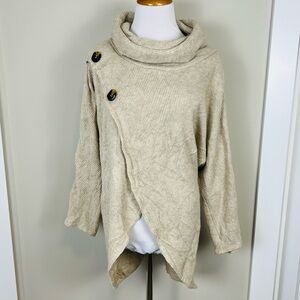Joseph Ribkoff Beige Cowl Neck Sweater with Button Accents